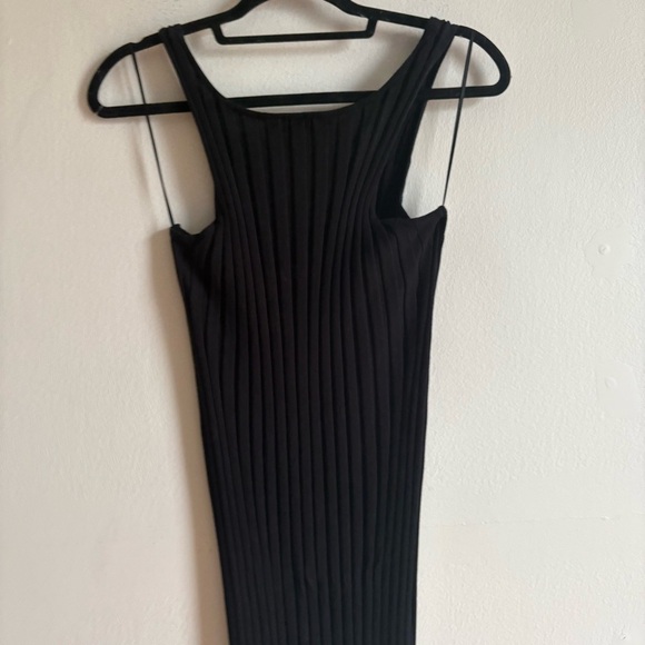 Twist & Tango Sz M Black Ribbed Knit Bodycon Maxi Cotton Dress - Picture 6 of 10